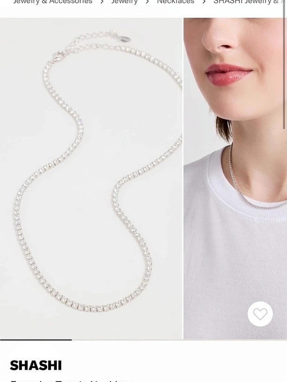 SHASHI Everyday Tennis Necklace Silver Tennis Necklace Like New